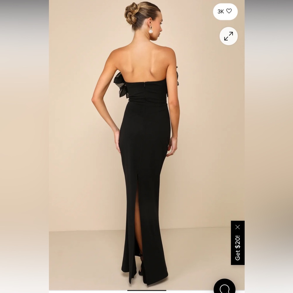 Lulus Evening Excellence Black Ruffled Strapless Mermaid Maxi Dress - Size M - Picture 4 of 5